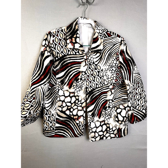 Alfred Dunner Jacket Women's 16 Black Red Art To Wear Lined Office Work - Picture 10 of 10